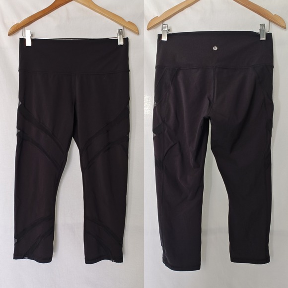 Lululemon Wunder Under High-Rise Crop 21" Mesh Tights Black W6AUQS 10 - Picture 1 of 7